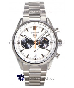 Tag Heuer Carrera Chronograph 43 Swiss Quartz Replica Watch White Dial Steel Strap 