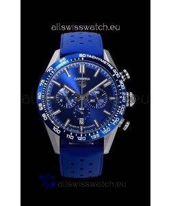 Tag Heuer Carrera Swiss Quartz Movement Replica Watch in Blue Dial - Blue Rubber Strap