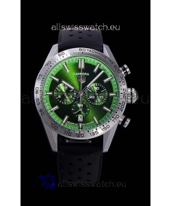 Tag Heuer Carrera Swiss Quartz Movement Replica Watch in Green Dial - Black Rubber Strap