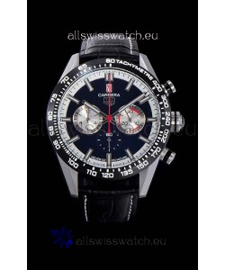 Tag Heuer Carrera Swiss Quartz Movement Replica Watch in Black Dial - Black Leather Strap