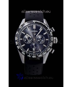 Tag Heuer Carrera Swiss Quartz Movement Replica Watch in Black Dial - Black Rubber Strap