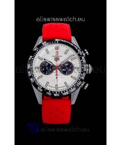 Tag Heuer Carrera Swiss Quartz Movement Replica Watch in White Dial - Red Rubber Strap