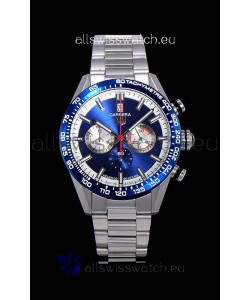 Tag Heuer Carrera Swiss Quartz Movement Replica Watch in Blue Dial - Stainless Steel Strap