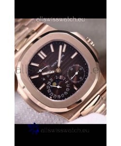 Patek Philippe Nautilus 5712/R 1:1 Quality Swiss Replica Watch in Brown Dial Gold Strap