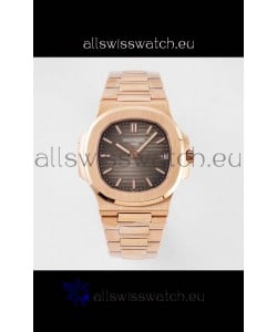 Patek Philippe Nautilus 5711/1R-001 1:1 Mirror Replica in 904L Steel Rose Gold Brown Dial