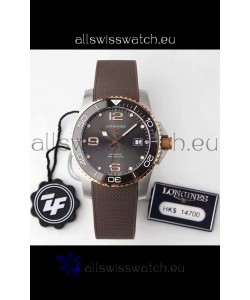 Longines HydroConquest 1:1 Swiss Replica Watch in Grey Dial Rubber Strap Rose Gold Bezel