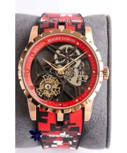 Roger Dubuis Excalibur Spider Flying Tourbillon Skeleton Rose Gold Casing 1:1 Mirror Swiss Watch
