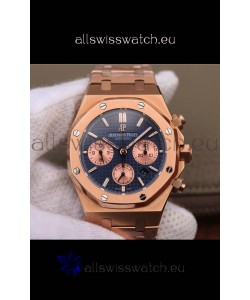 Audemars Piguet Royal Oak Chronograph Blue Dial Rose Gold on 904L Steel - 1:1 Mirror Replica