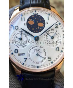IWC Portuguese Perpetual Calendar Rose Gold Swiss Replica Watch REF. IW503405