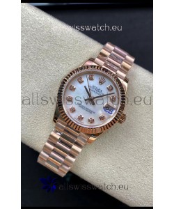 Rolex Datejust 278275 31MM Swiss Replica in 904L Steel Rose Gold in White Pearl Dial - 1:1 Mirror Replica