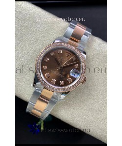 Rolex Datejust 278381 31MM Swiss Replica in 904L Steel Two Tone Rose Gold Brown Dial 1:1 Mirror Replica