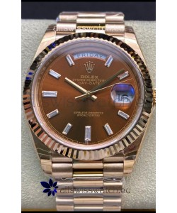 Rolex Day Date 40MM 228235 Rose Gold in Brown Dial 1:1 Mirror Replica Watch
