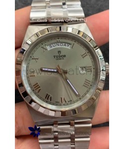 Tudor Royal Edition Watch - 1:1 Mirror Replica in Steel Casing - Grey Roman Dial