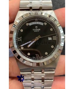 Tudor Royal Edition Watch - 1:1 Mirror Replica in Steel Casing - Black Diamonds Dial