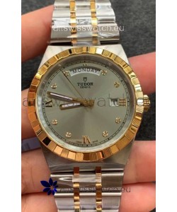 Tudor Royal Edition Watch - 1:1 Mirror Replica in Two Tone Casing - Grey Diamonds Dial