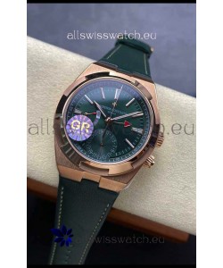 Vacheron Constantin Overseas Dual Time Rose Gold 1:1 Mirror Swiss Replica Watch in Green Dial