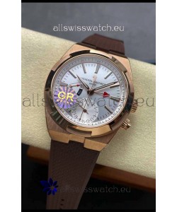 Vacheron Constantin Overseas Dual Time Rose Gold 1:1 Mirror Swiss Replica Watch in Steel Dial