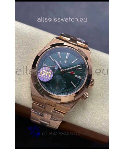 Vacheron Constantin Overseas Dual Time Rose Gold 1:1 Mirror Swiss Replica Watch in Green Dial