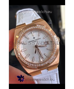 Vacheron Constantin Overseas Rose Gold 33MM Swiss Quartz Replica Watch Steel Dial 