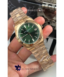 Vacheron Constantin Super Clone Overseas 1:1 Mirror Swiss Replica Watch in Rose Green Steel Dial