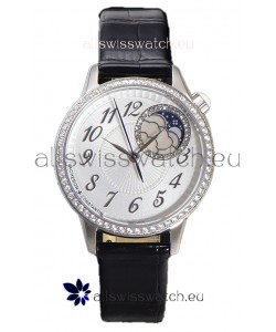 Vacheron Constantin Egerie Muse Moonphase 904L Steel Casing in White Dial Swiss Replica Watch 