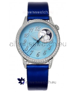 Vacheron Constantin Egerie Muse Moonphase 904L Steel Casing in Blue Dial Swiss Replica