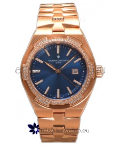 Vacheron Constantin Overseas Rose Gold Casing Blue Dial 35MM Swiss Replica Watch 