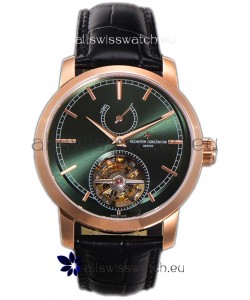Vacheron Constantin Traditionelle 14-Day Tourbillon Green Dial Rose Gold 1:1 Mirror Replica Watch 