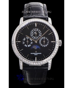 Vacheron Constantin Patrimony Perpetual Calendar Ultra-Thin White Gold Black Dial Swiss Replica