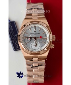 Vacheron Constantin Overseas Dual Time Rose Gold 1:1 Mirror Swiss Replica Watch in Steel Dial