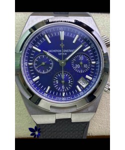Vacheron Constantin Overseas Chronograph 904L Steel Blue Dial Swiss Replica Watch - Rubber Strap