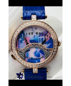 Van Cleef & Arpels Lady Arpels Pont des Amoureux in Rose Gold Blue Strap