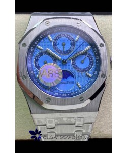 Audemars Piguet Royal Oak Perpetual Calendar Swiss Replica Steel Casing Watch in Steel Blue Dial 