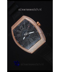 Franck Muller Vanguard Gold Swiss Replica Watch in Black Dial 