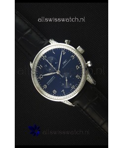 IWC Portuguese Chronograph Black Dial/Strap with Diamonds 1:1 Mirror Replica Watch
