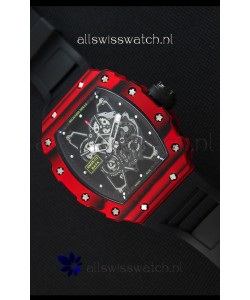 Richard Mille RM35-01 One Piece Red Forged Carbon Case Watch in Black Strap