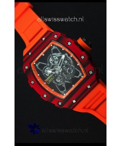 Richard Mille RM35-01 One Piece Red Forged Carbon Case Watch in Orange Strap