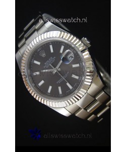 Rolex Datejust II 41MM with Cal.3136 Movement Swiss Replica Watch in Grey Dial Stick Markers 