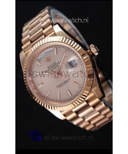 Rolex Day-Date 40MM Rose Gold in Pink Gold Textured Dial Roman Numerals Swiss Watch