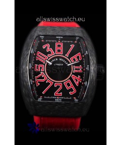 Franck Muller Vanguard Carbon Casing Red Indexes Swiss Watch