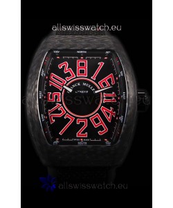 Franck Muller Vanguard Carbon Casing Red Indexes Swiss Watch