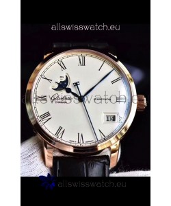 Glashuette Senator Excellence Panorama Date Moon Phase Pink Gold Swiss Watch