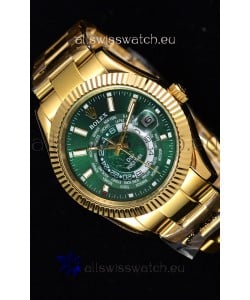 Rolex SkyDweller Swiss Watch in 18K Yellow Gold Case - DIW Edition Green Dial 
