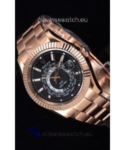 Rolex SkyDweller Swiss Watch in 18K Rose Gold Case - DIW Edition Black Dial 