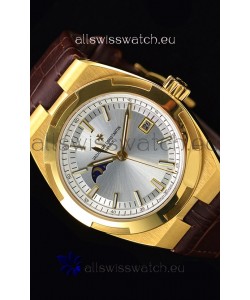 Vacheron Constantin Overseas MoonPhase Yellow Gold Swiss Watch in Brown Strap