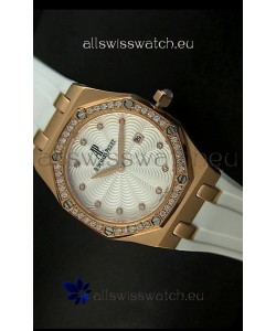 Audemars Piguet Royal Oak Ladies Quartz Replica Watch in Pink Gold Case