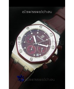 Audemars Piguet Royal Oak Offshore Lady Alinghi Swiss Watch in Maroon Dial