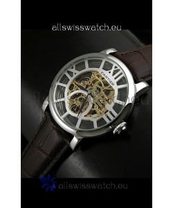 Cartier Ronde de Japanese Replica Watch in Skelton Gold Dial