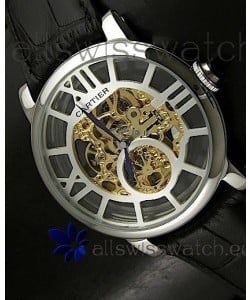Cartier Ronde de Japanese Replica Watch in Skelton Gold Dial