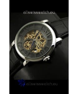 Cartier Ronde de Japanese Replica Watch in Skelton Grey & Gold Dial